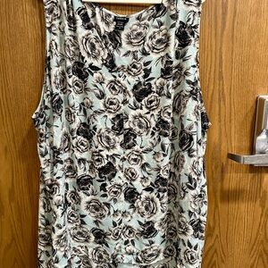Torrid Floral Tank Top - Black and White Roses on Light Blue